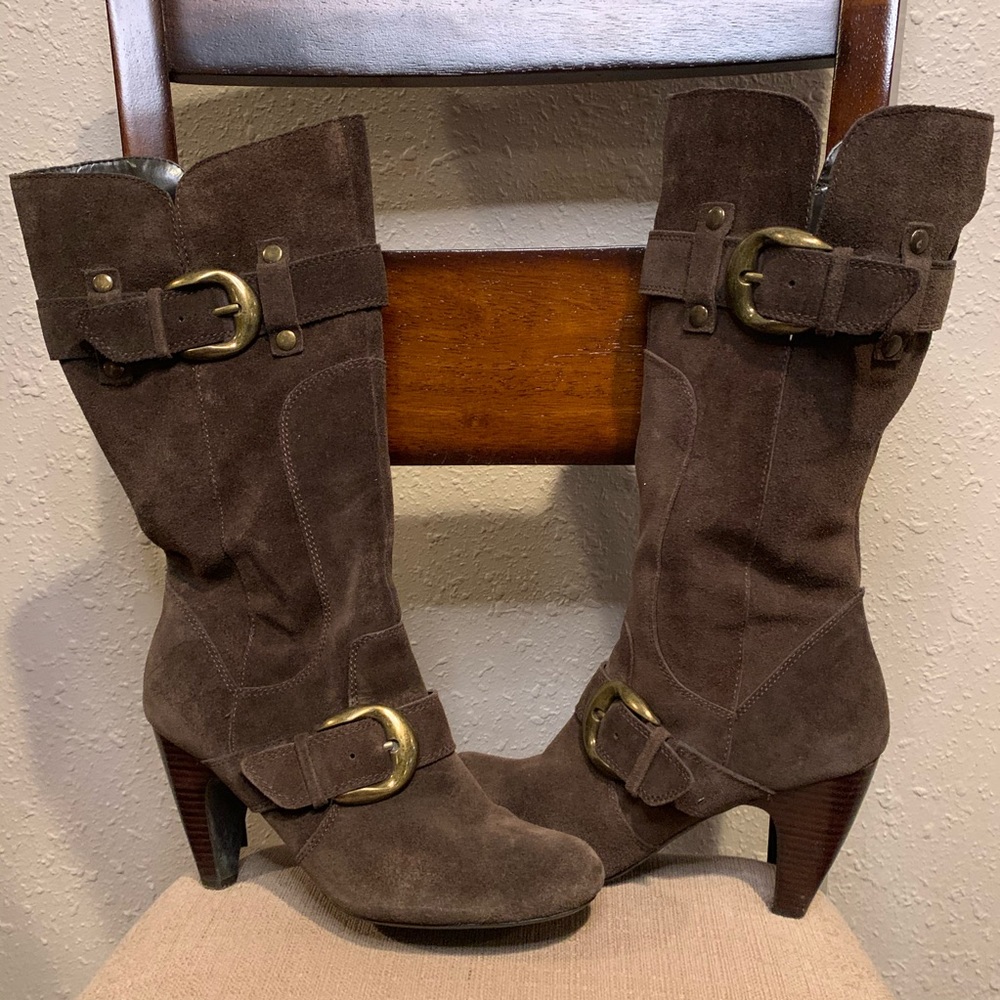 Brown Suede Knee High Boots Katie Kelly RAINA